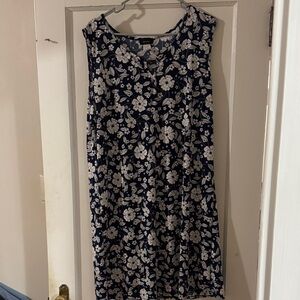 Espresso Navy and White Floral Midi Dress